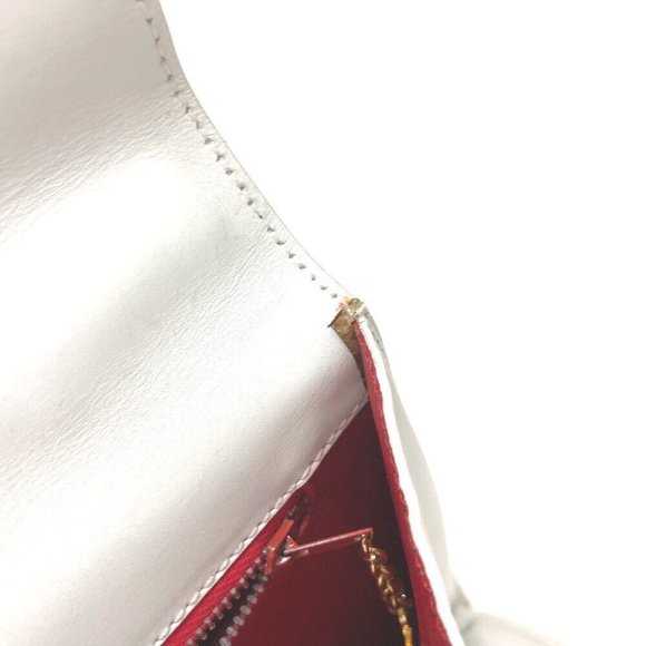 CELINE Chain Lock Leather Tote Bag Hand Bag White - Picture 11 of 12